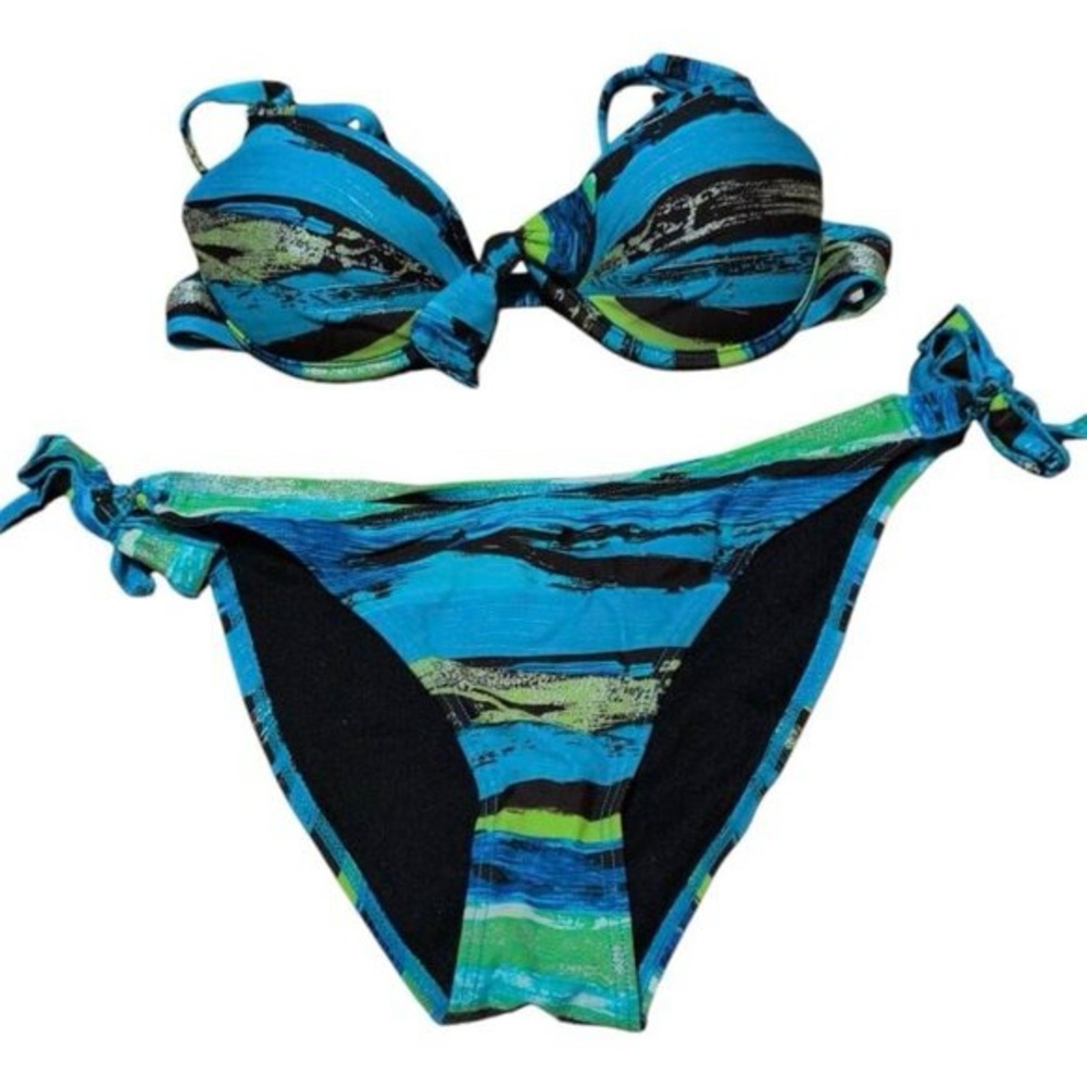 Bikini Bay Bathing Suit with Under wire Padded Tie Top and Tie Sides Bottom